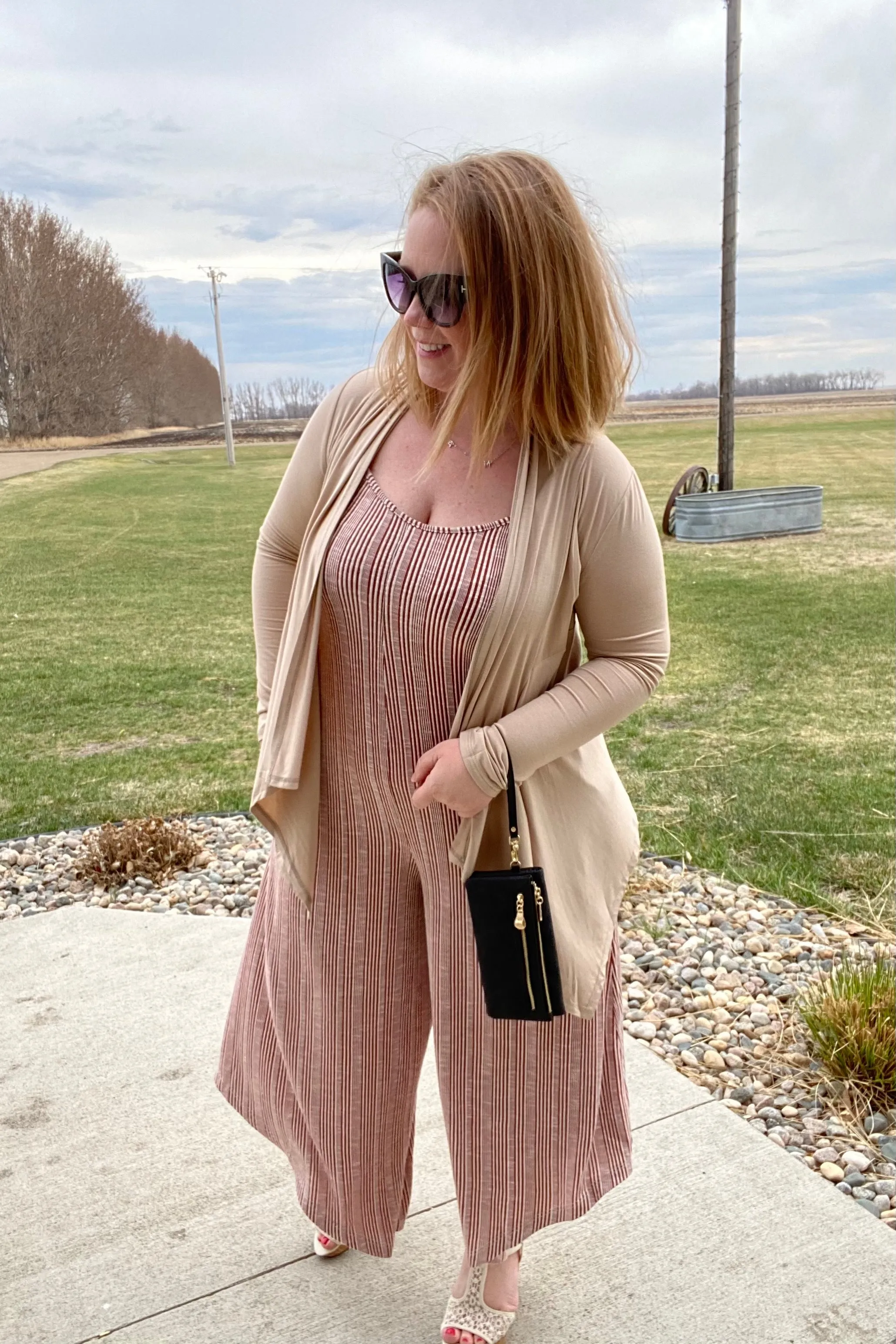 Cassie Draped Cardigan in Taupe