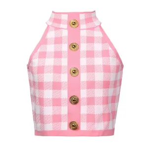 Checked Suit Chic Knit Crop Top Short Skirt Cardigan Coat Mini Dress Set