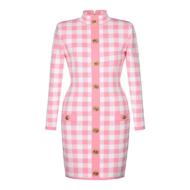 Checked Suit Chic Knit Crop Top Short Skirt Cardigan Coat Mini Dress Set