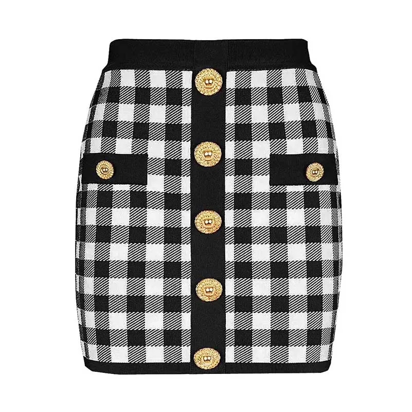 Checked Suit Chic Knit Crop Top Short Skirt Cardigan Coat Mini Dress Set