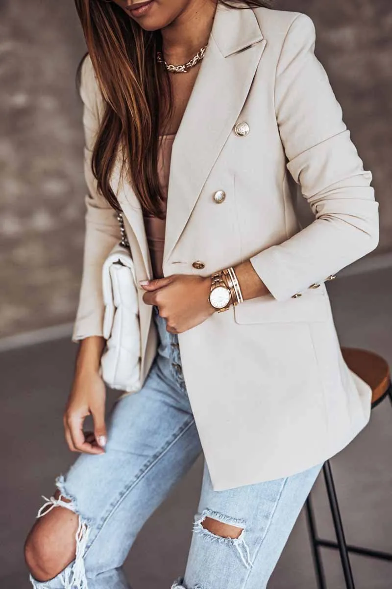 Chicindress Solid Color Long-Sleeved Double-Breasted Blazer (4 colors)