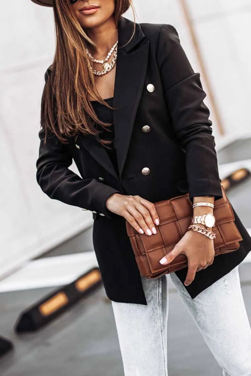 Chicindress Solid Color Long-Sleeved Double-Breasted Blazer (4 colors)