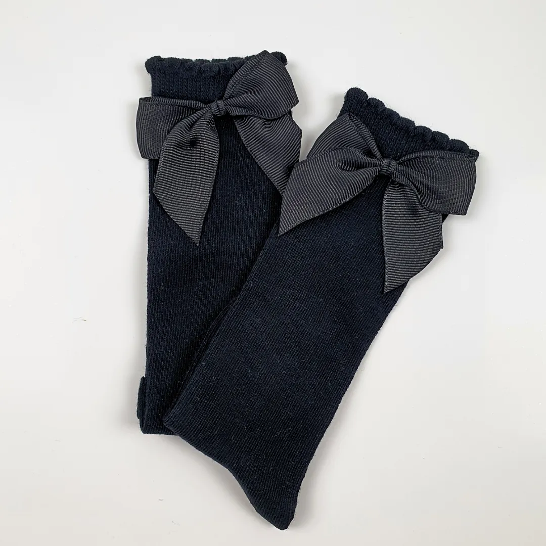 Children's Bow Socks - Black