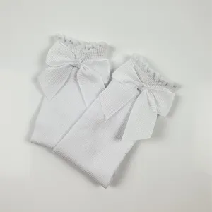 Children's Bow Socks - White
