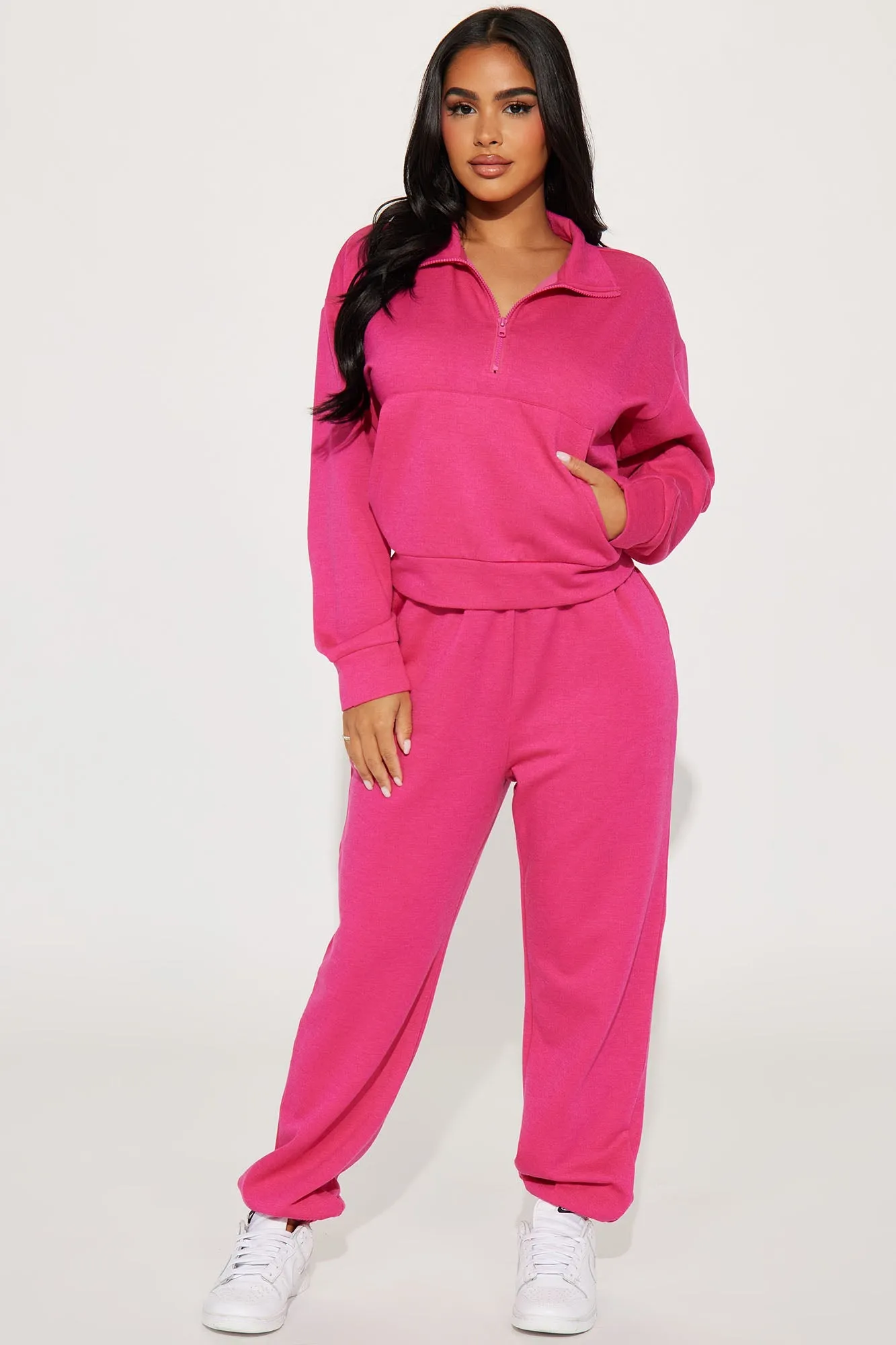 Chill Day Fleece Jogger Set - Fuchsia