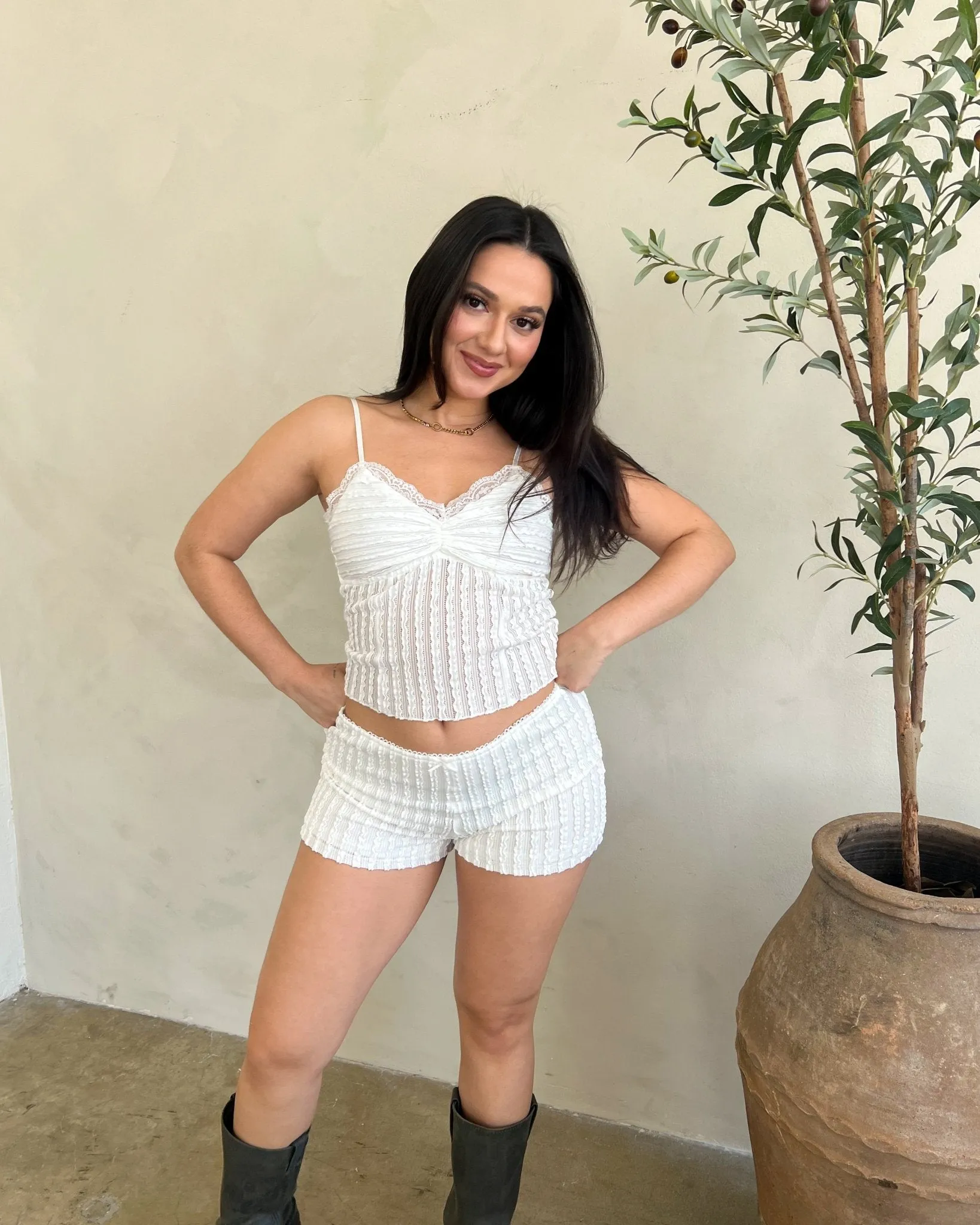 City Girl Textured Knit Cami Top