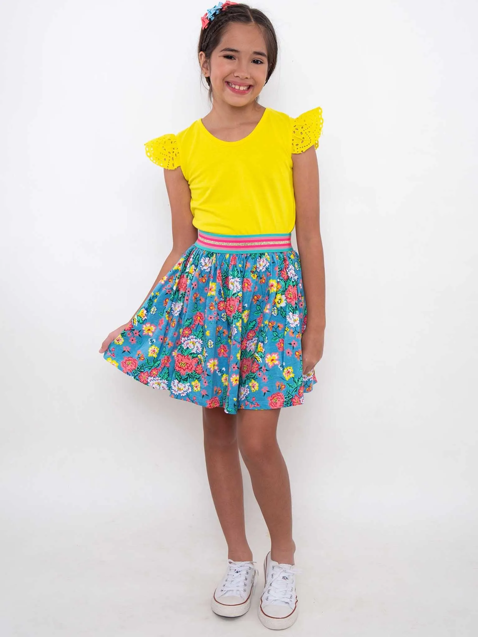 Cornflower Meadow Jersey Skirt