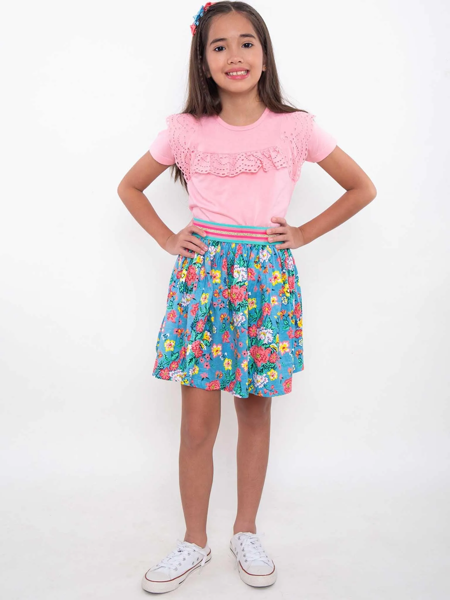 Cornflower Meadow Jersey Skirt