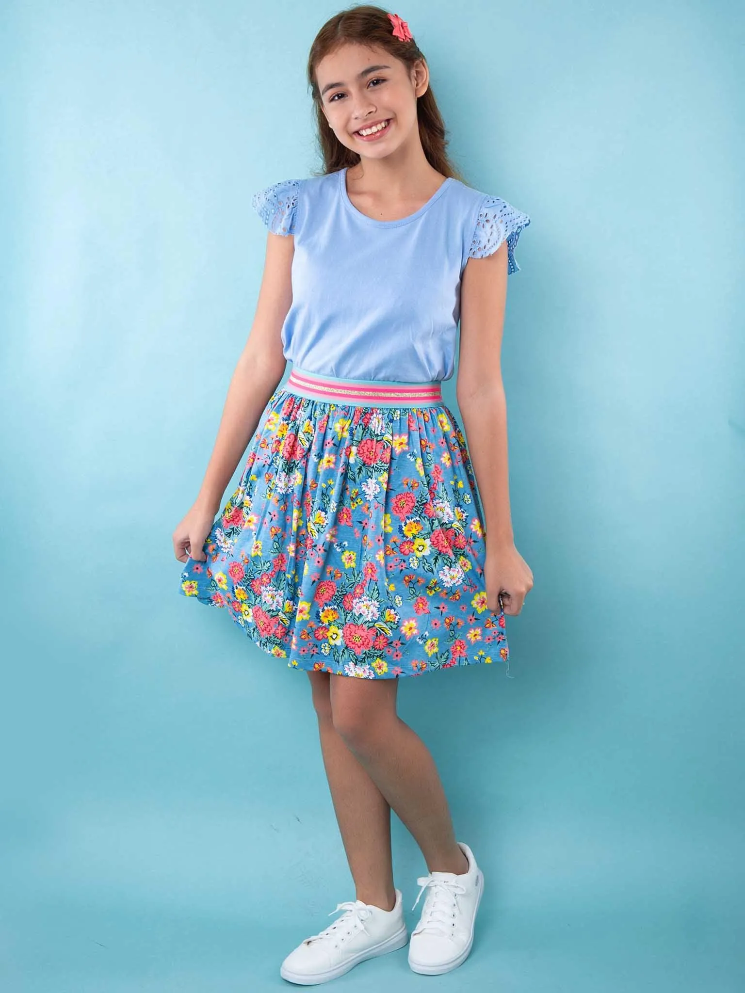Cornflower Meadow Jersey Skirt