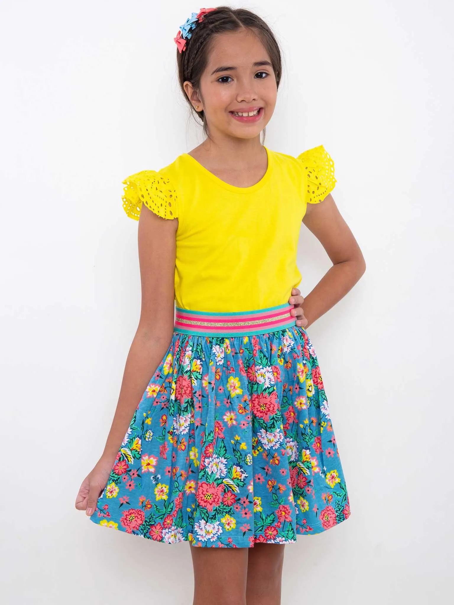 Cornflower Meadow Jersey Skirt