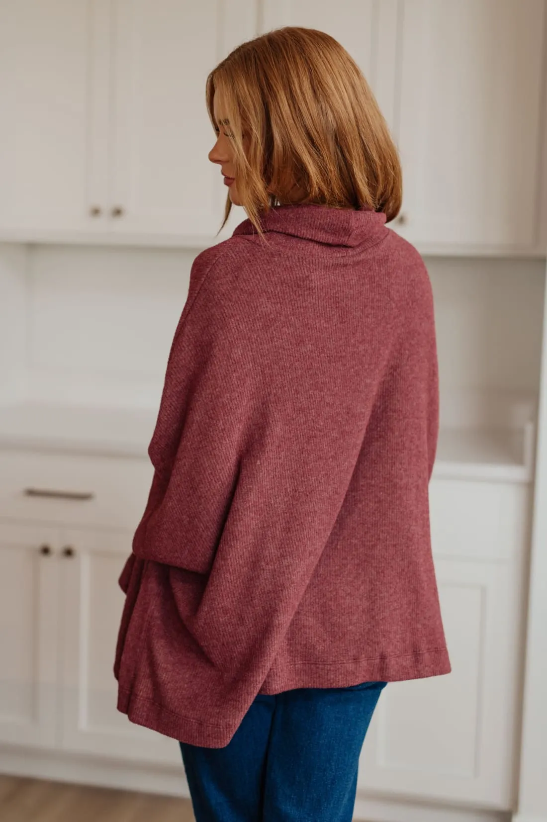 Cowl Neck Turtleneck Poncho