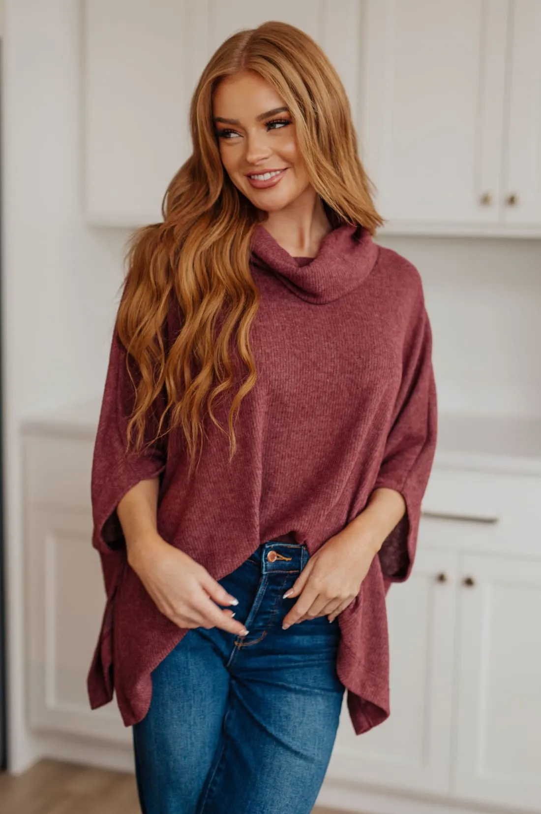 Cowl Neck Turtleneck Poncho