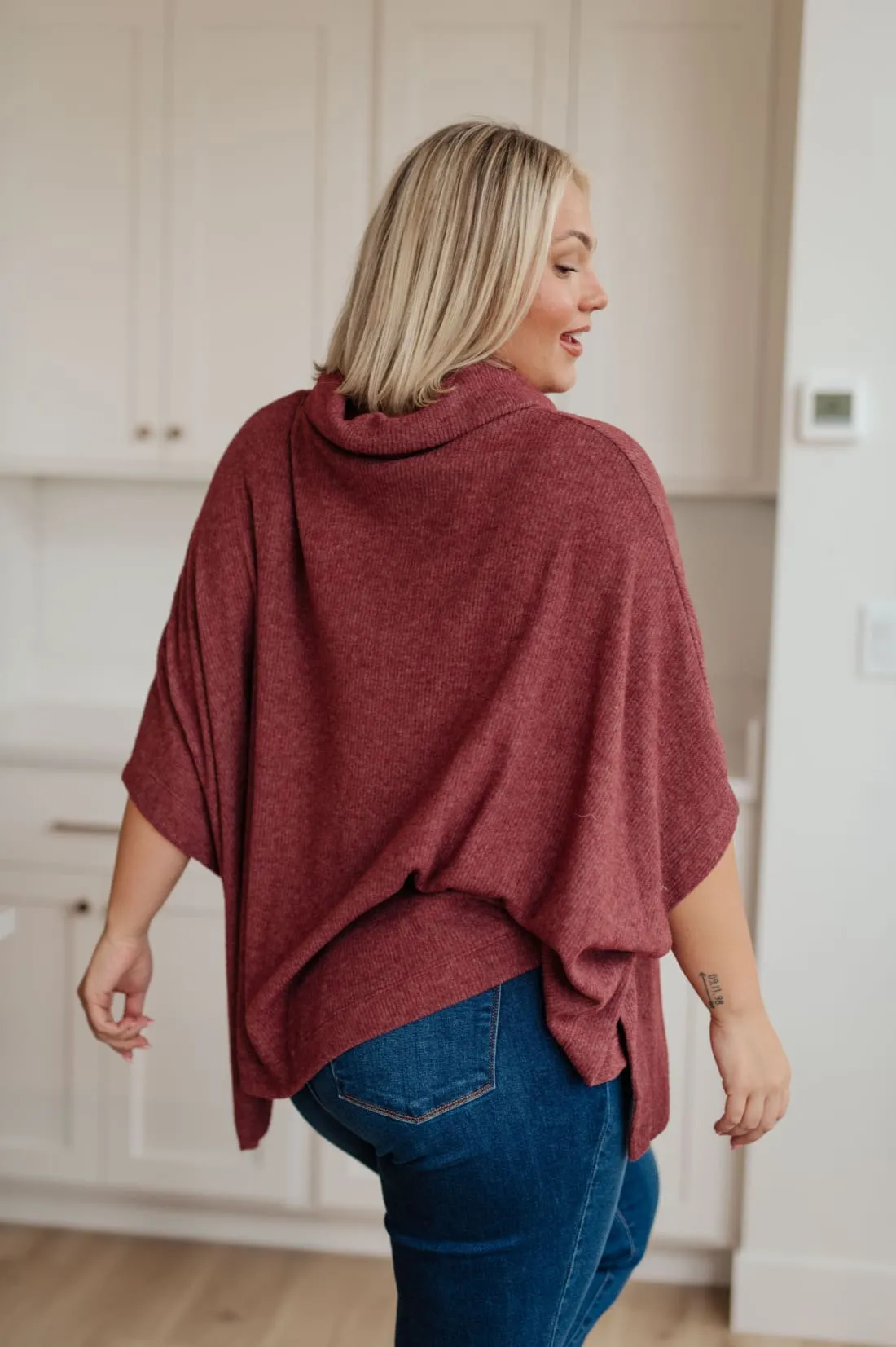 Cowl Neck Turtleneck Poncho