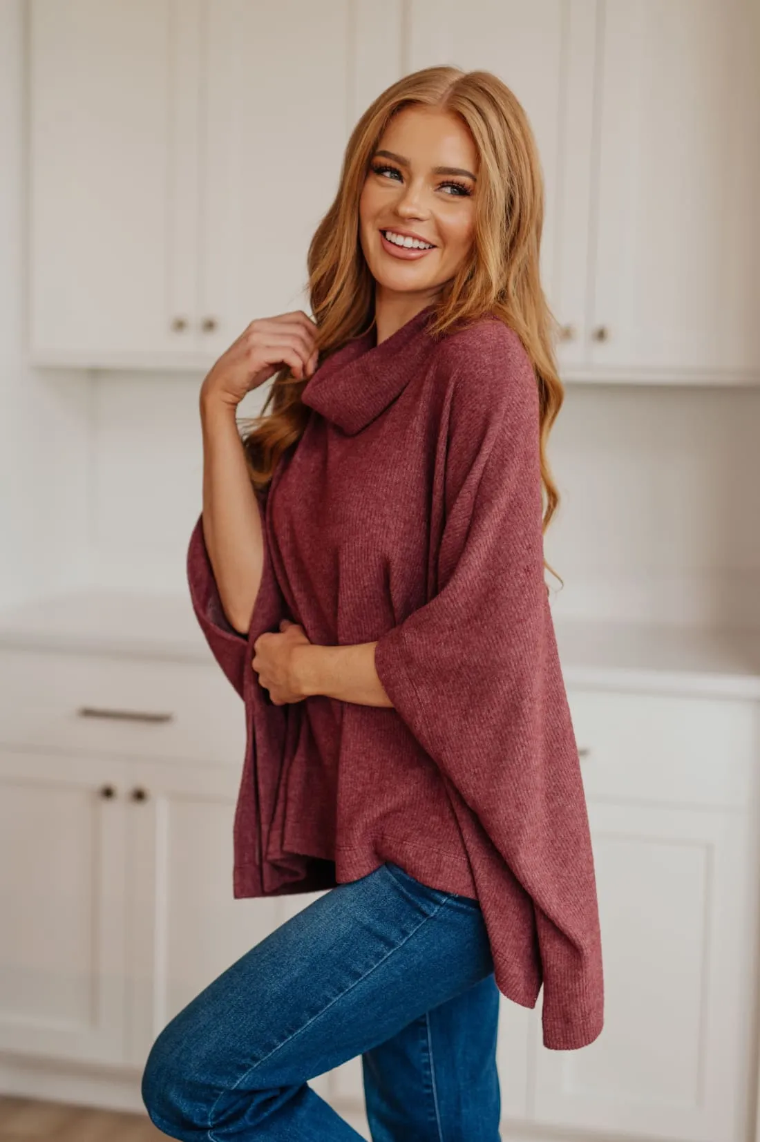 Cowl Neck Turtleneck Poncho