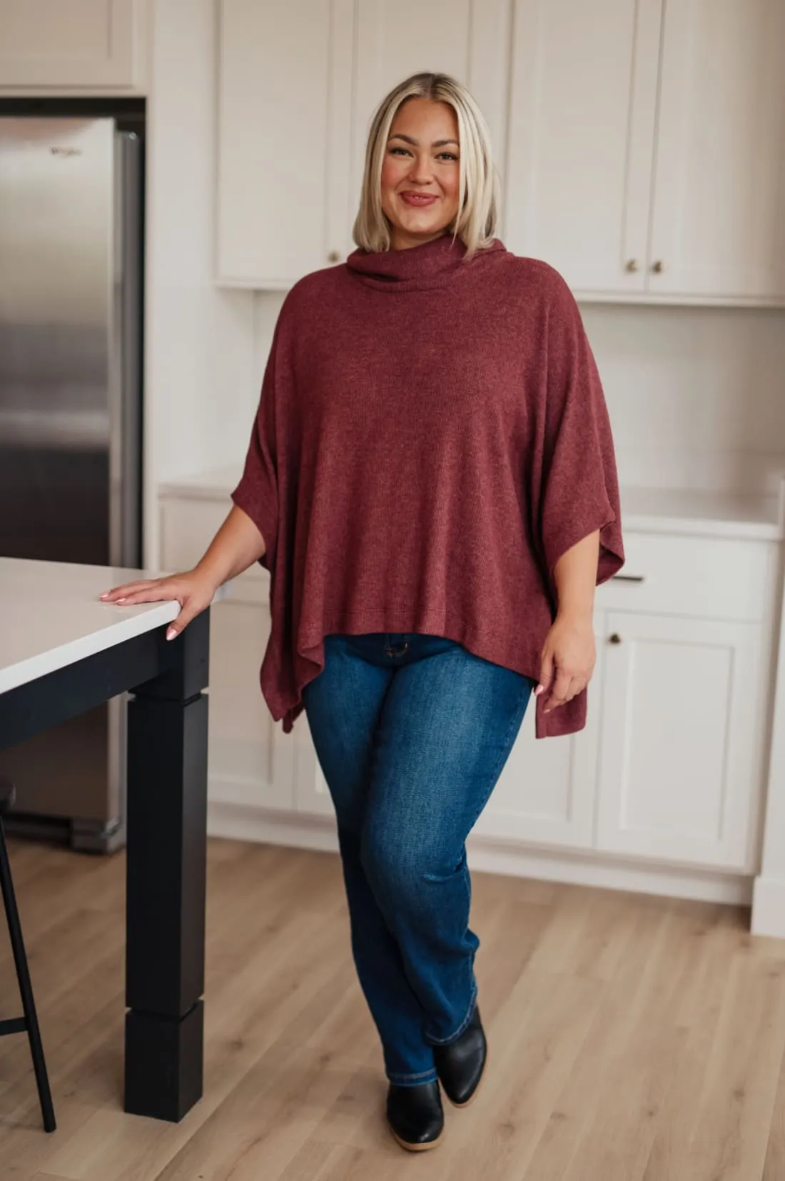 Cowl Neck Turtleneck Poncho