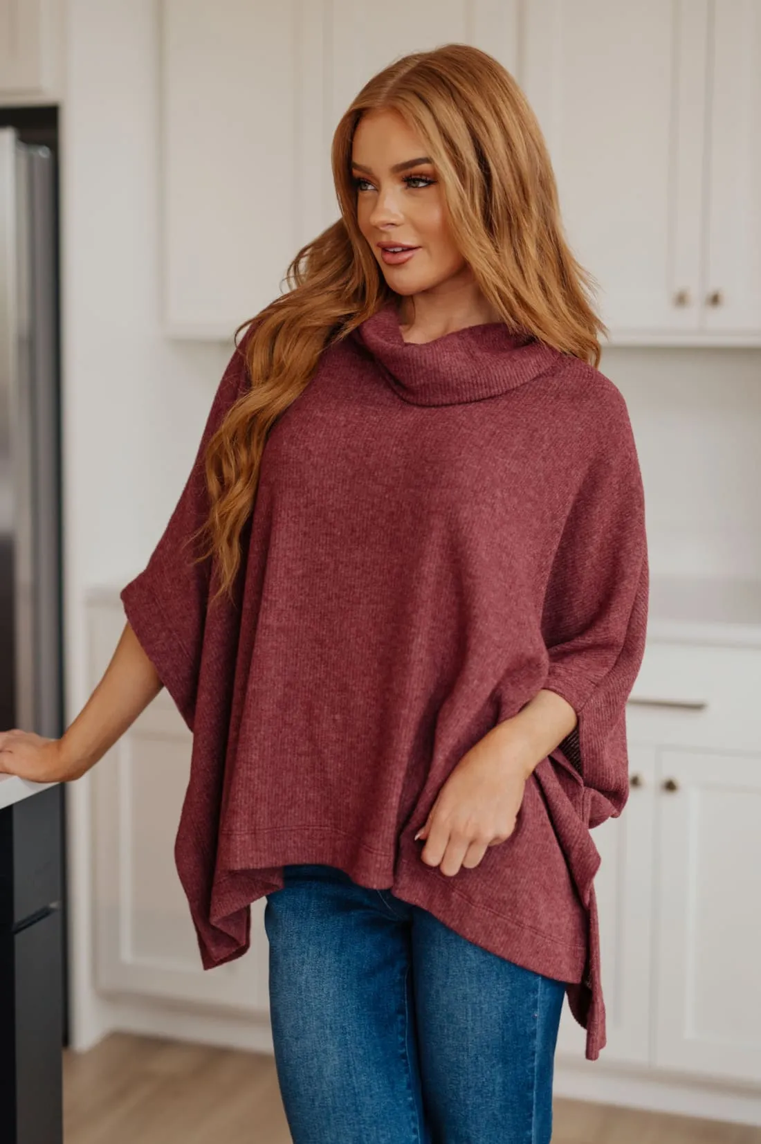Cowl Neck Turtleneck Poncho