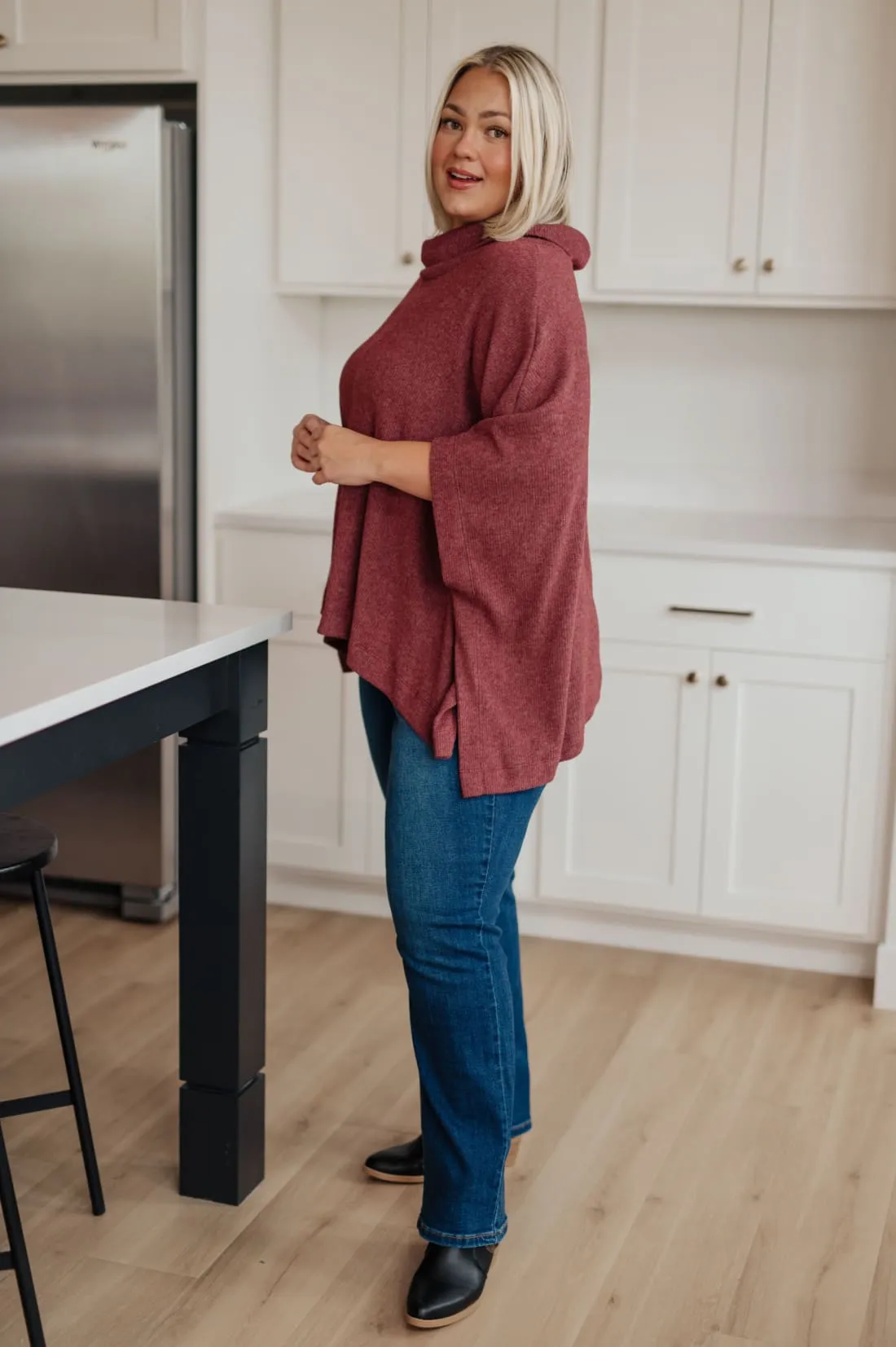 Cowl Neck Turtleneck Poncho