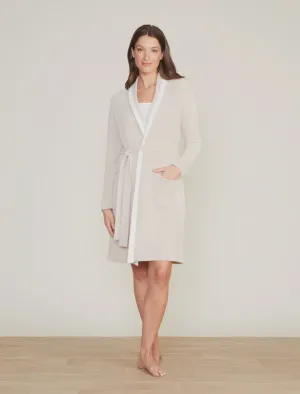 Cozy Chic Ultra Lite Tipped Short Robe Stone/Pearl