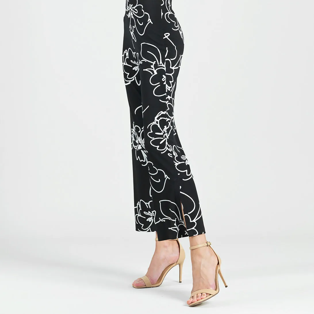 Crepe Knit - Side Slit Ankle Pant - Blossom Sketch
