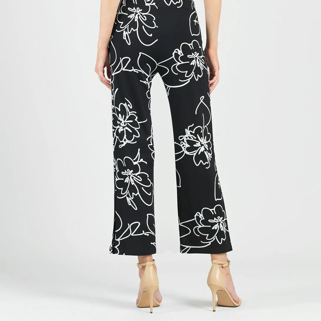 Crepe Knit - Side Slit Ankle Pant - Blossom Sketch