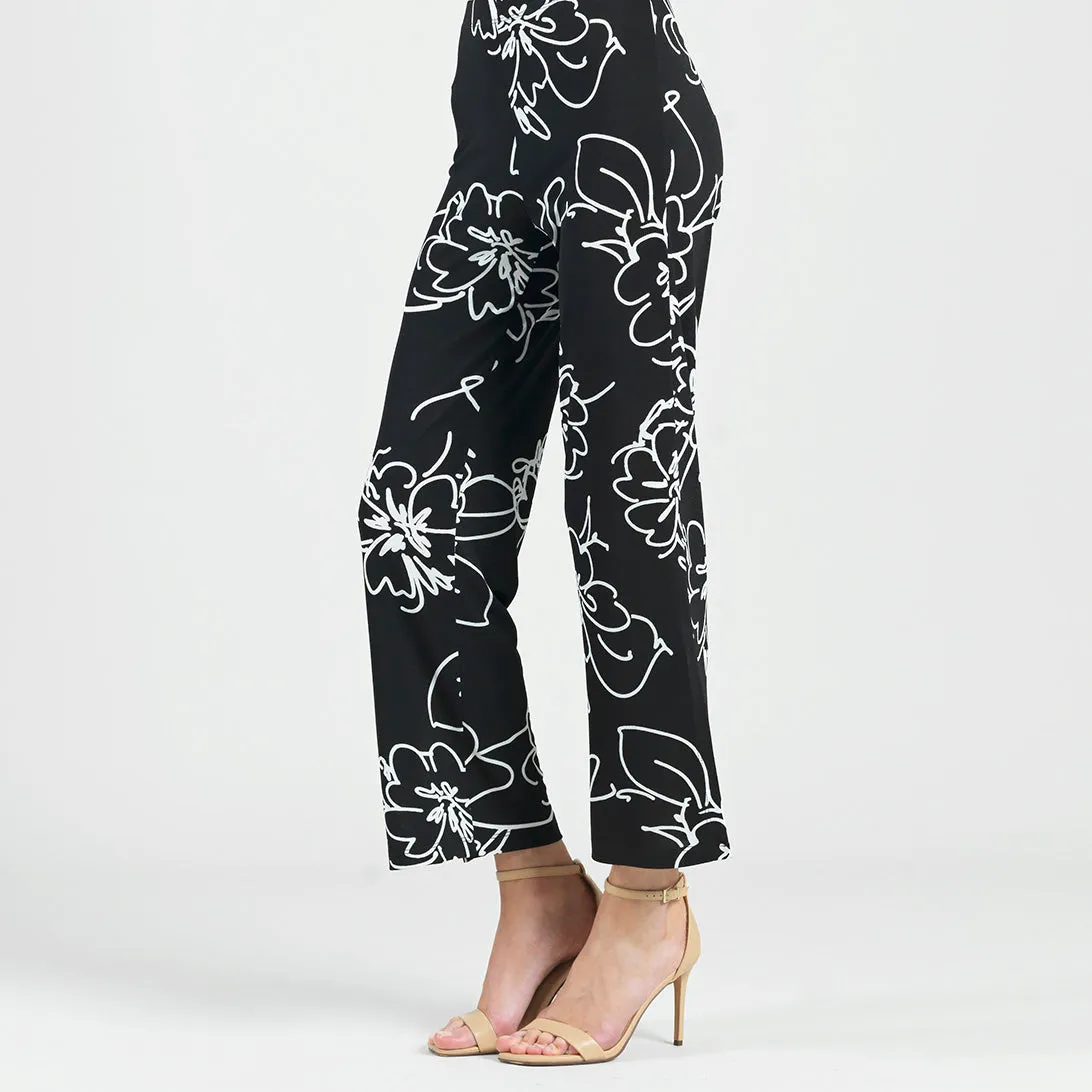Crepe Knit - Side Slit Ankle Pant - Blossom Sketch