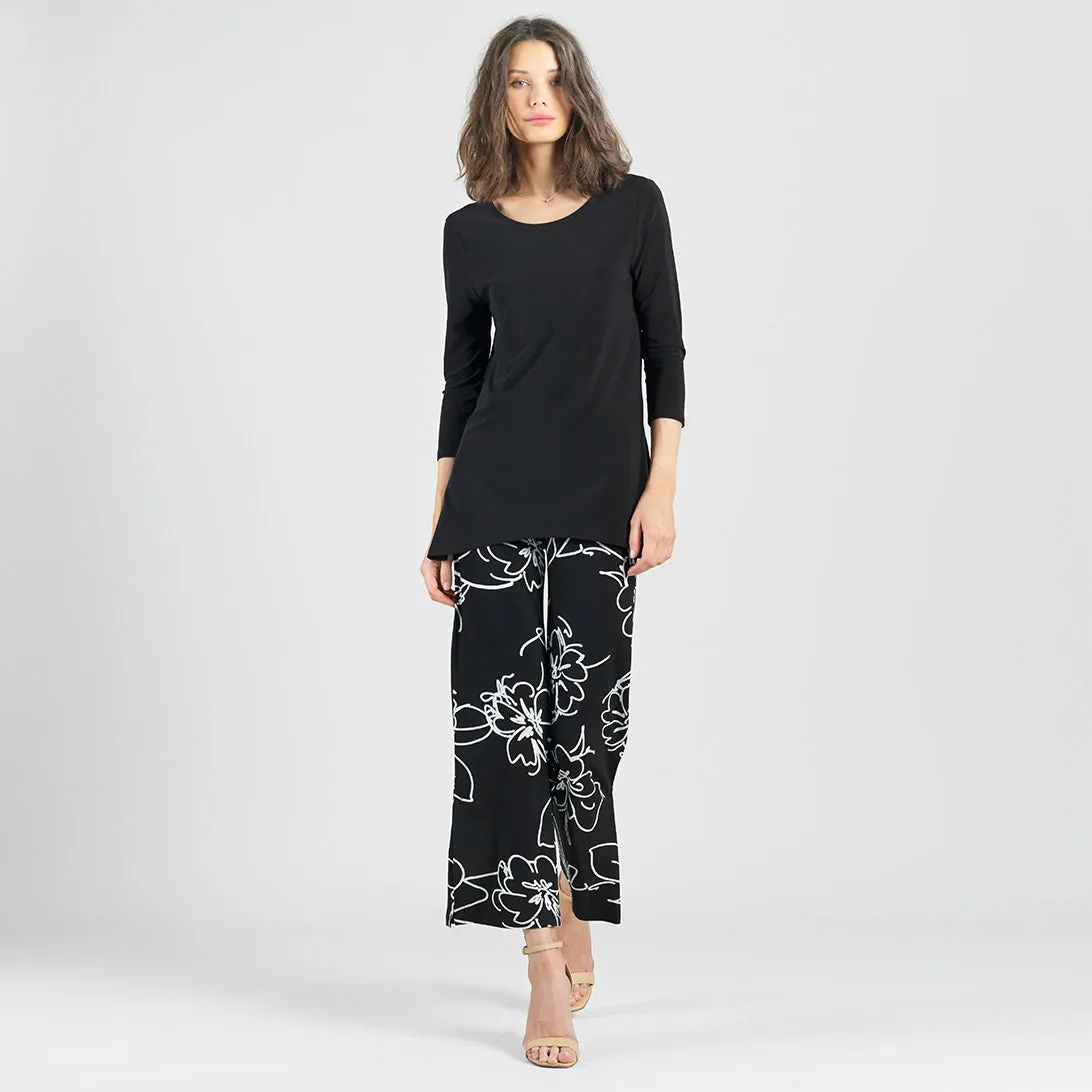 Crepe Knit - Side Slit Ankle Pant - Blossom Sketch