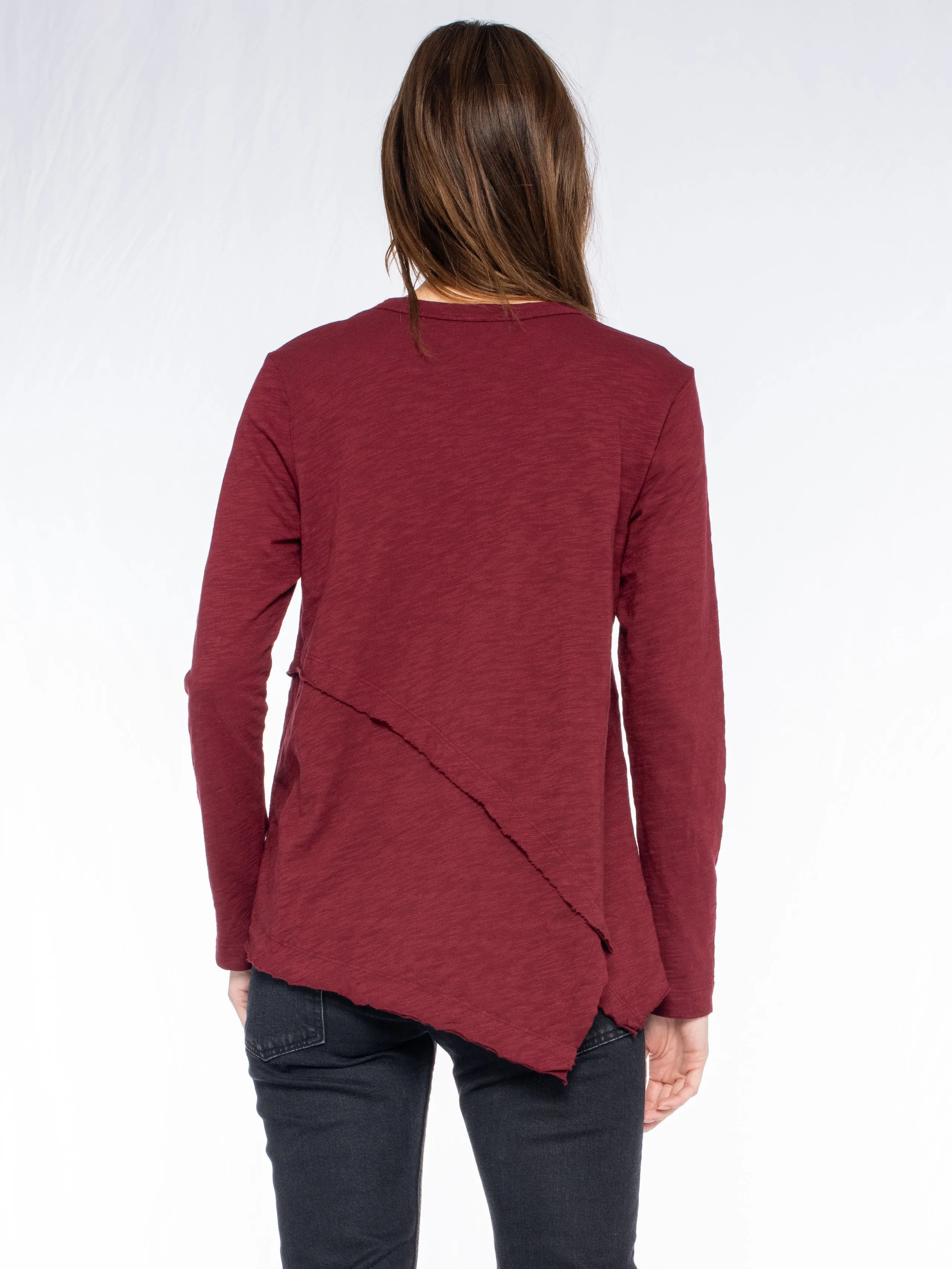 Crew Long Sleeve Easy Crossover Raw Hem Top