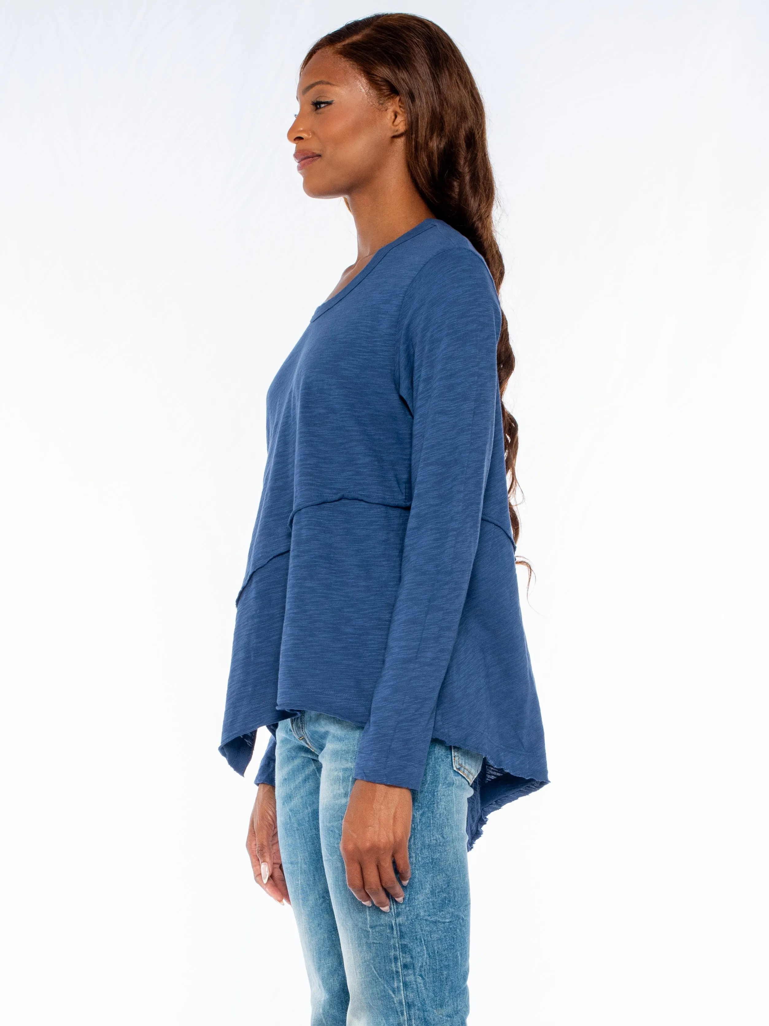 Crew Long Sleeve Easy Crossover Raw Hem Top