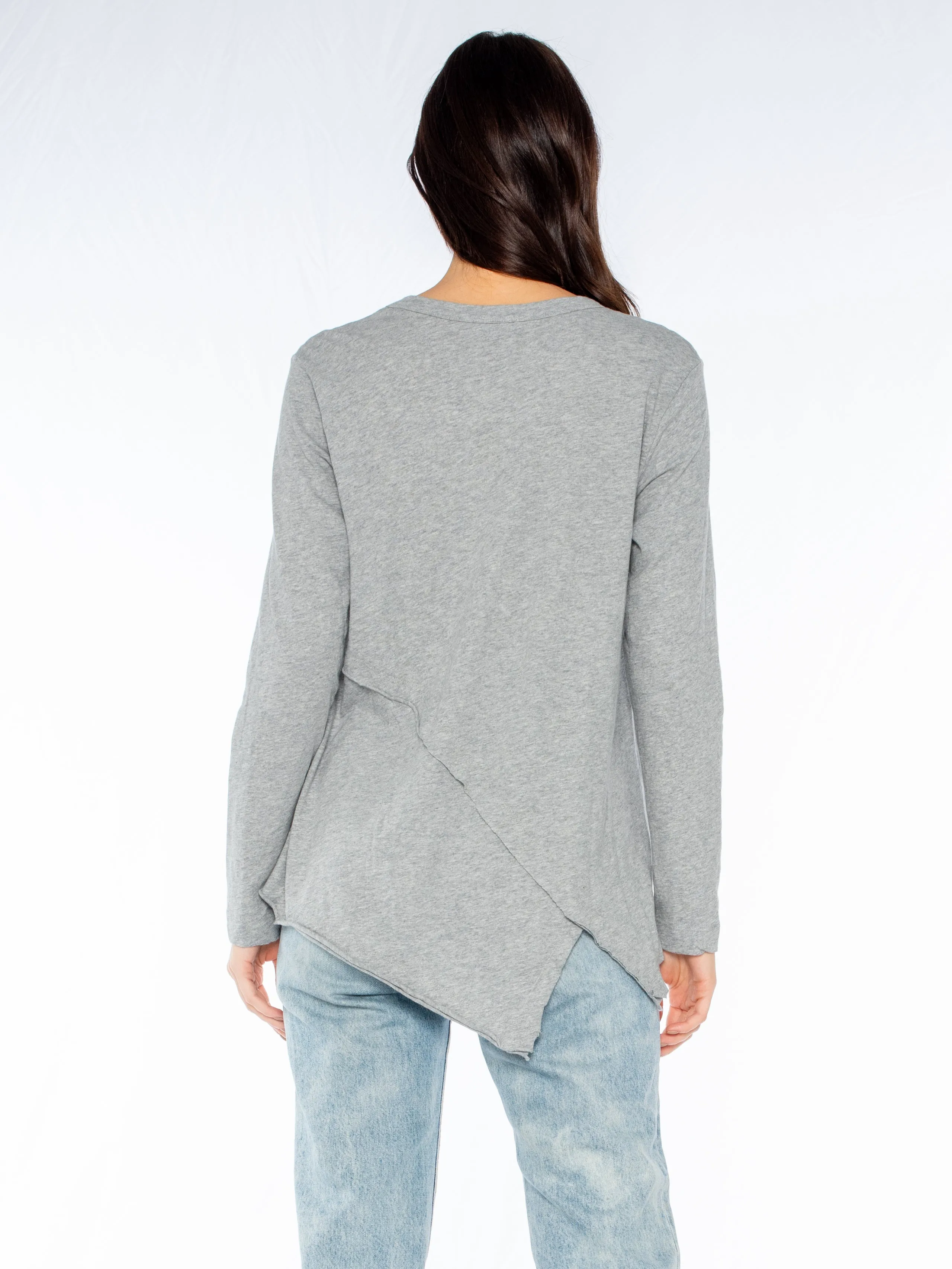 Crew Long Sleeve Easy Crossover Raw Hem Top