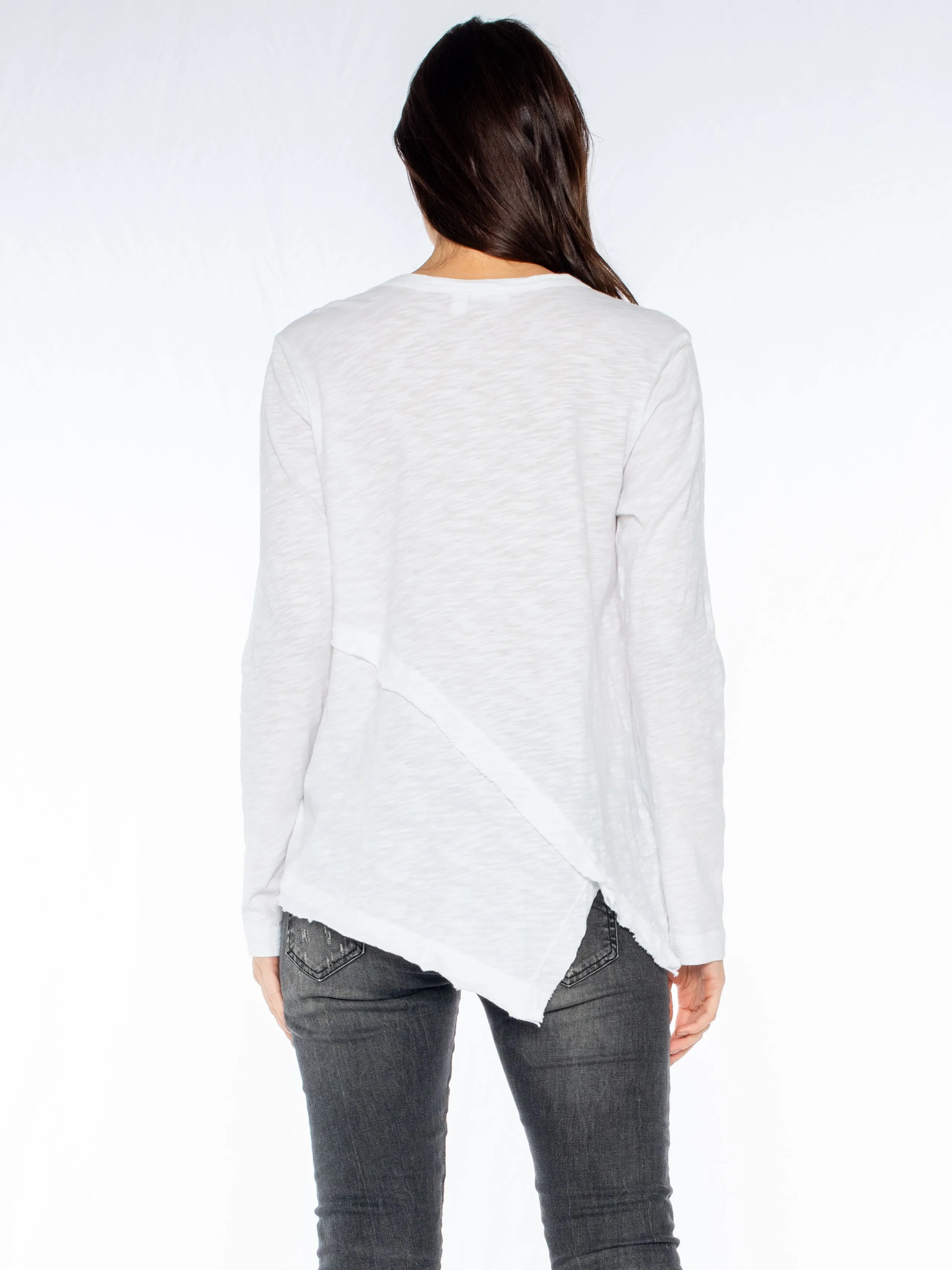 Crew Long Sleeve Easy Crossover Raw Hem Top