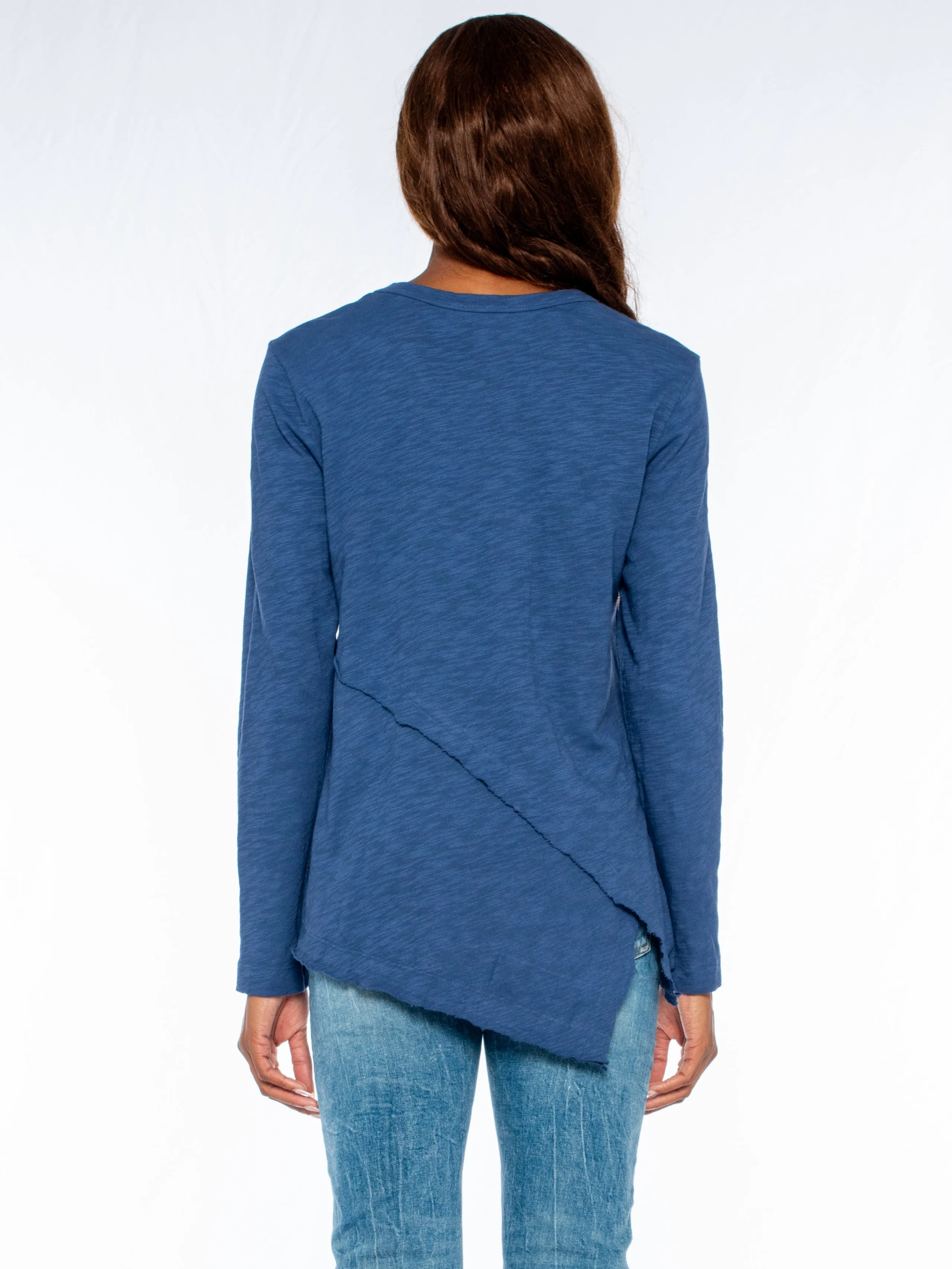 Crew Long Sleeve Easy Crossover Raw Hem Top