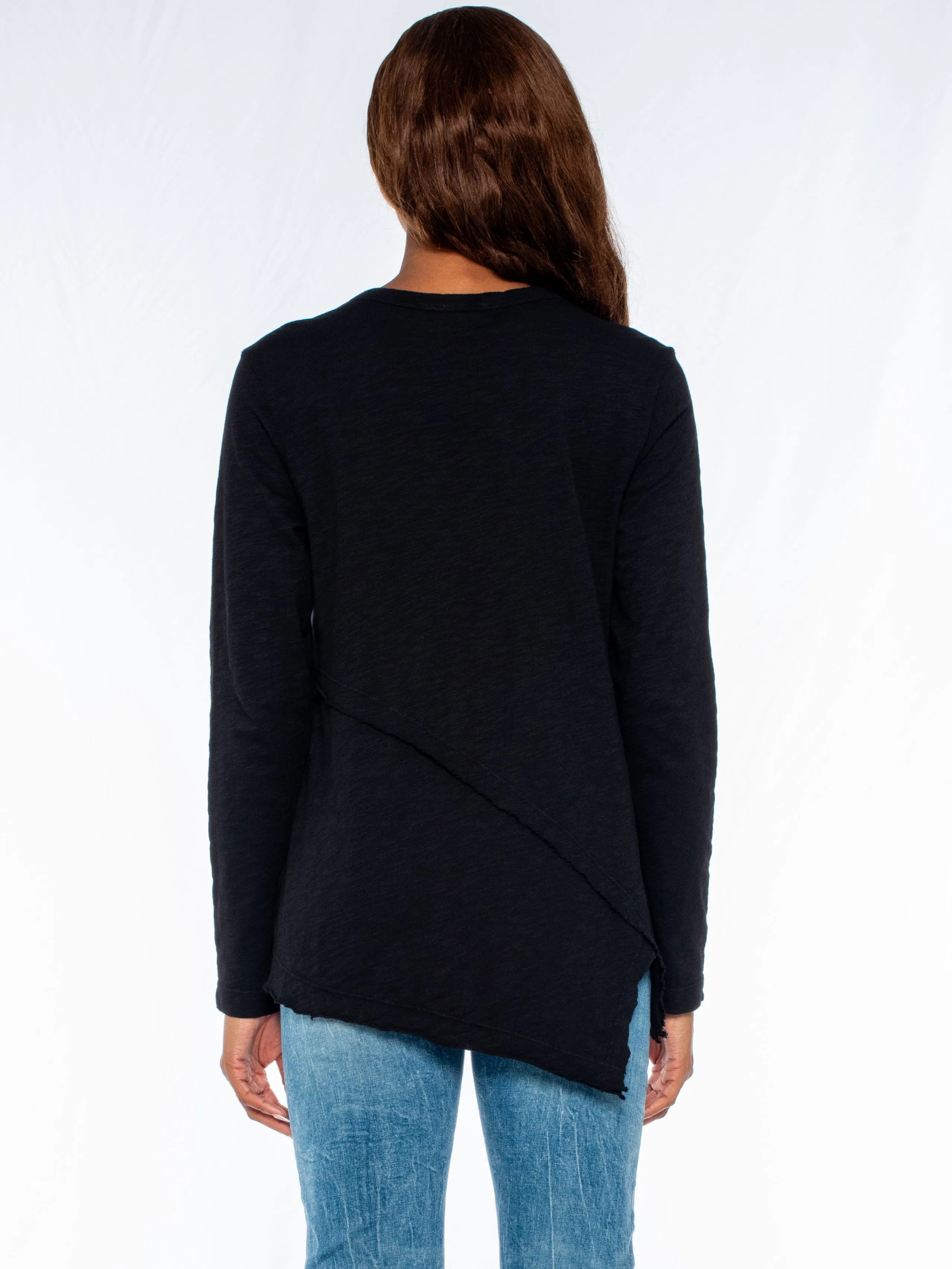 Crew Long Sleeve Easy Crossover Raw Hem Top