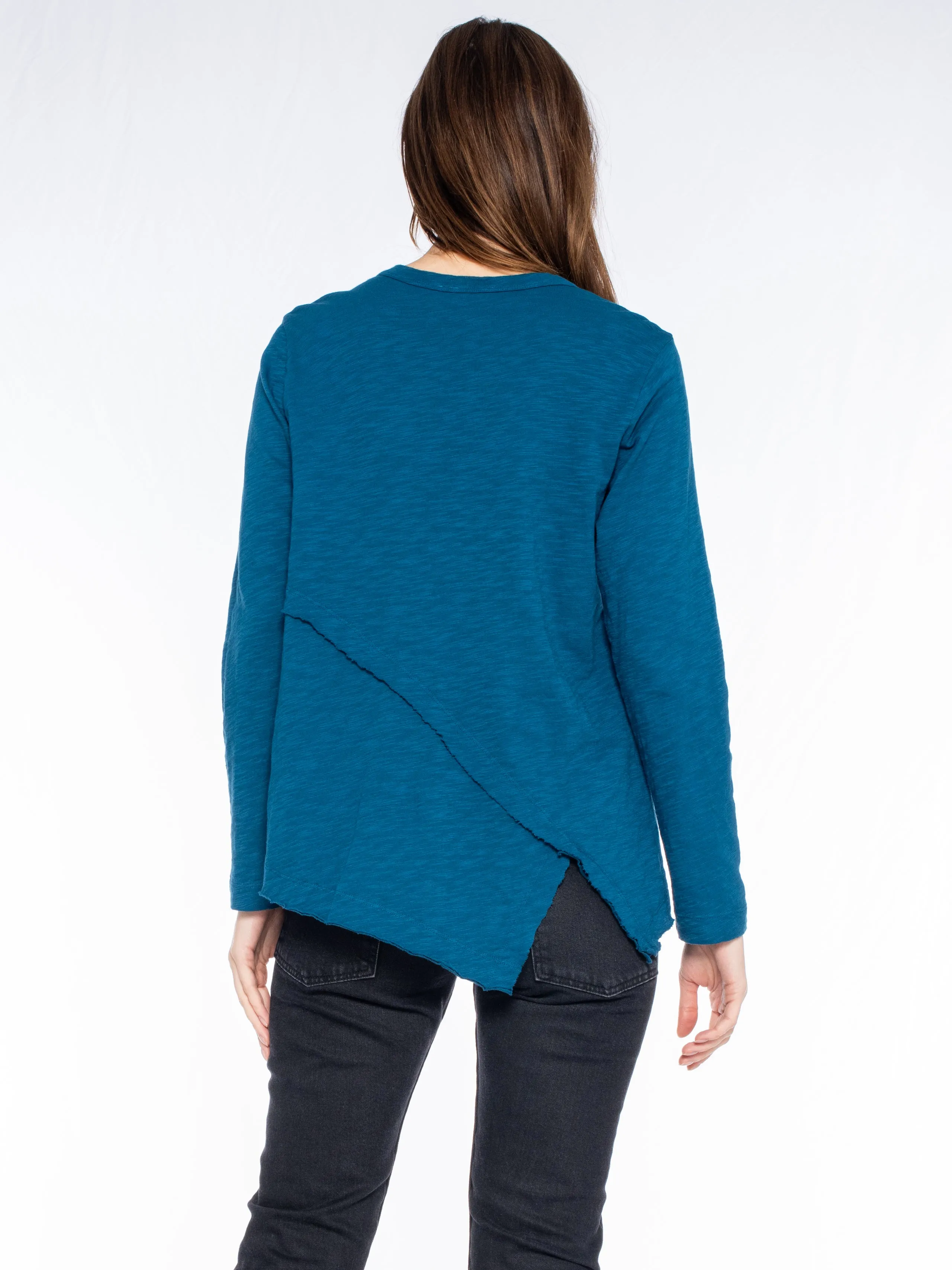 Crew Long Sleeve Easy Crossover Raw Hem Top