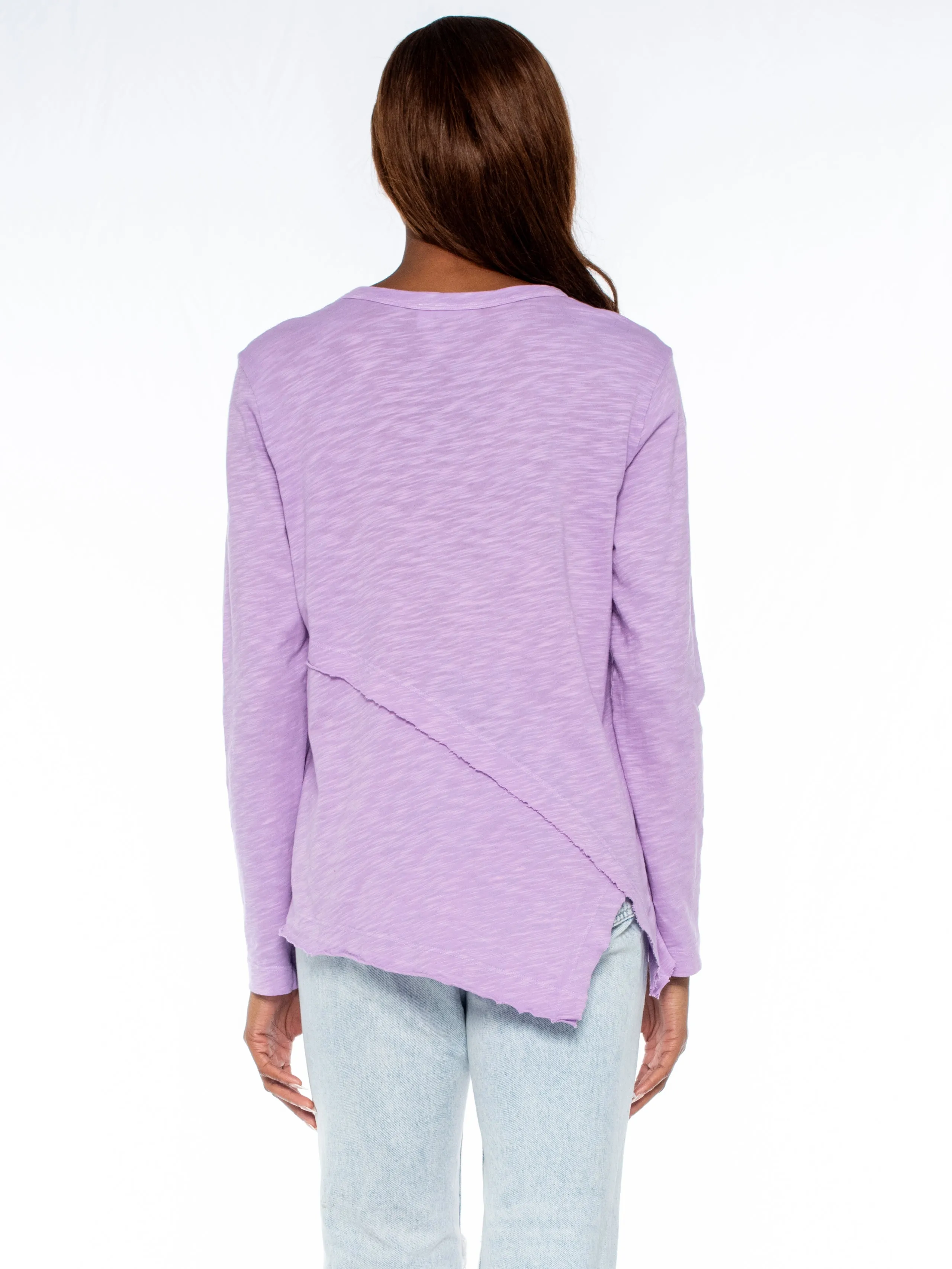 Crew Long Sleeve Easy Crossover Raw Hem Top