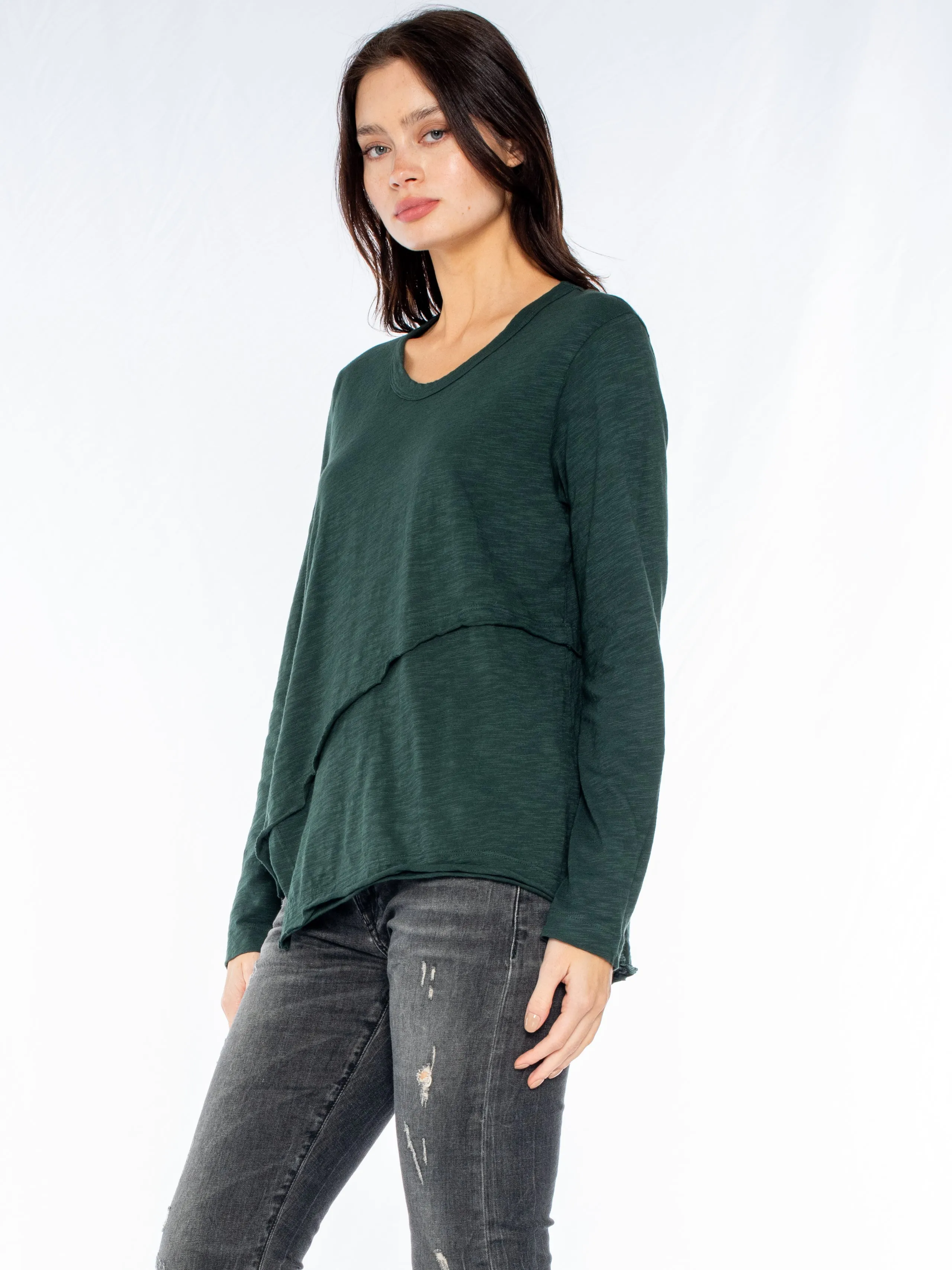 Crew Long Sleeve Easy Crossover Raw Hem Top