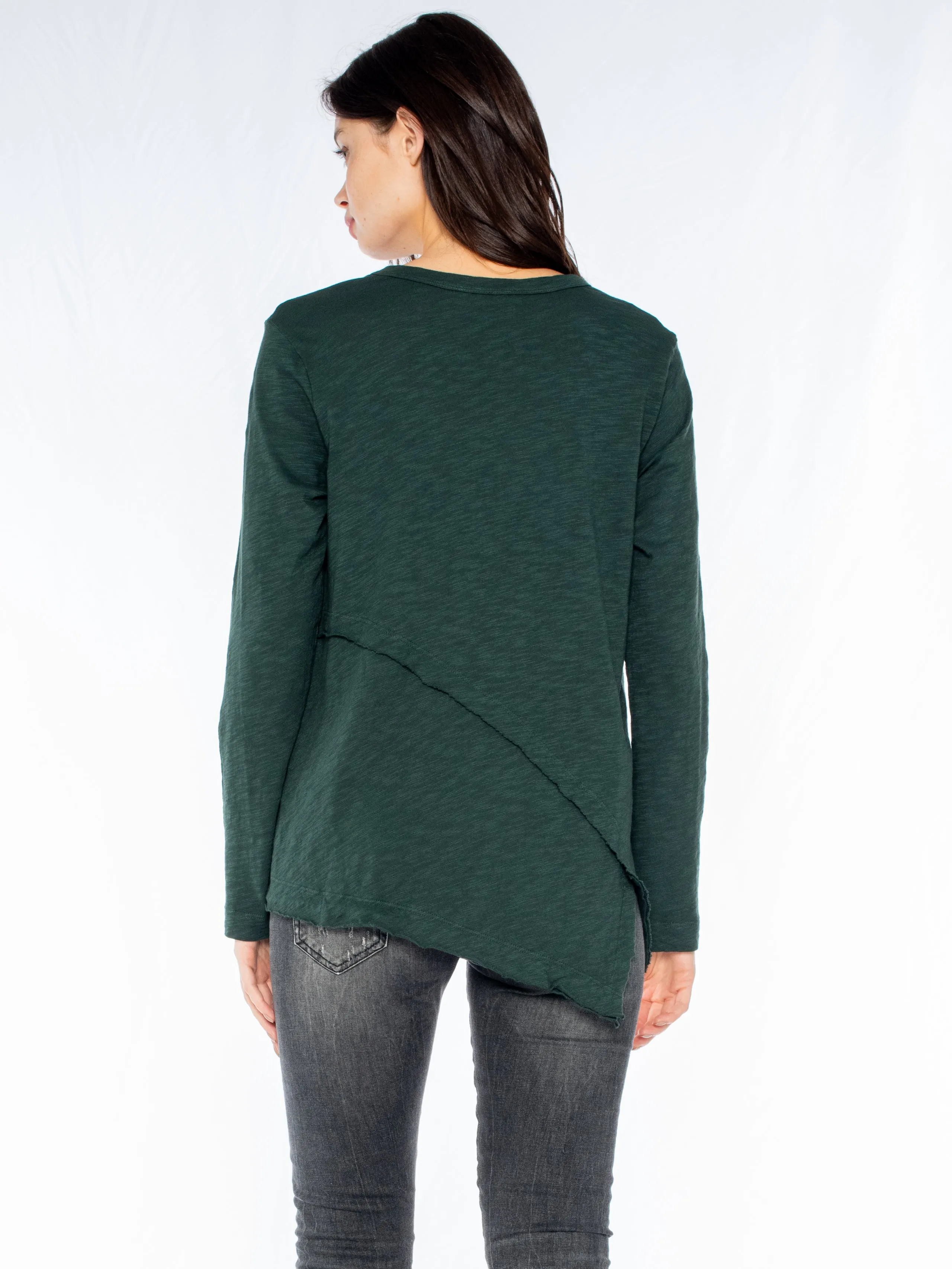 Crew Long Sleeve Easy Crossover Raw Hem Top