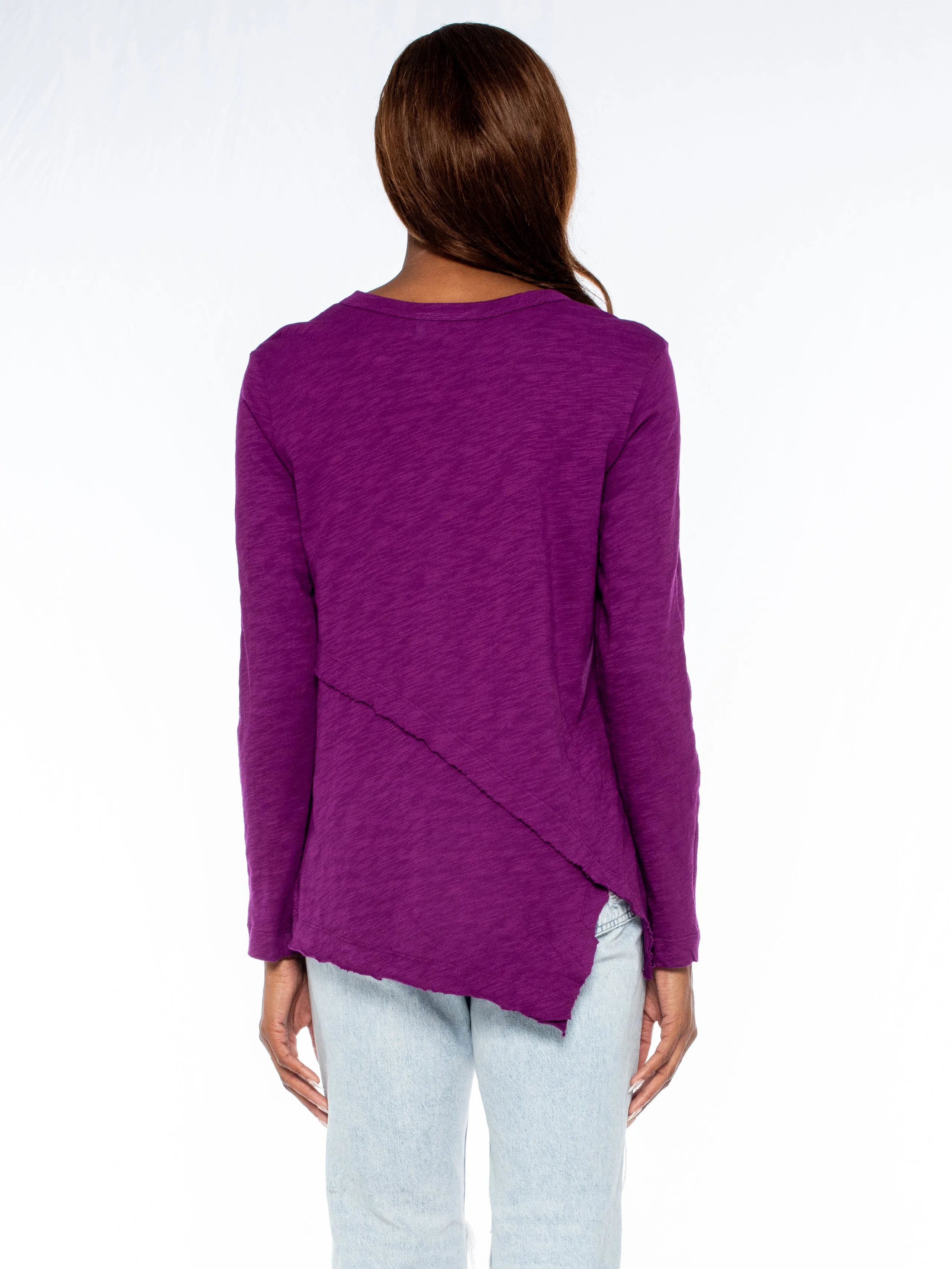 Crew Long Sleeve Easy Crossover Raw Hem Top
