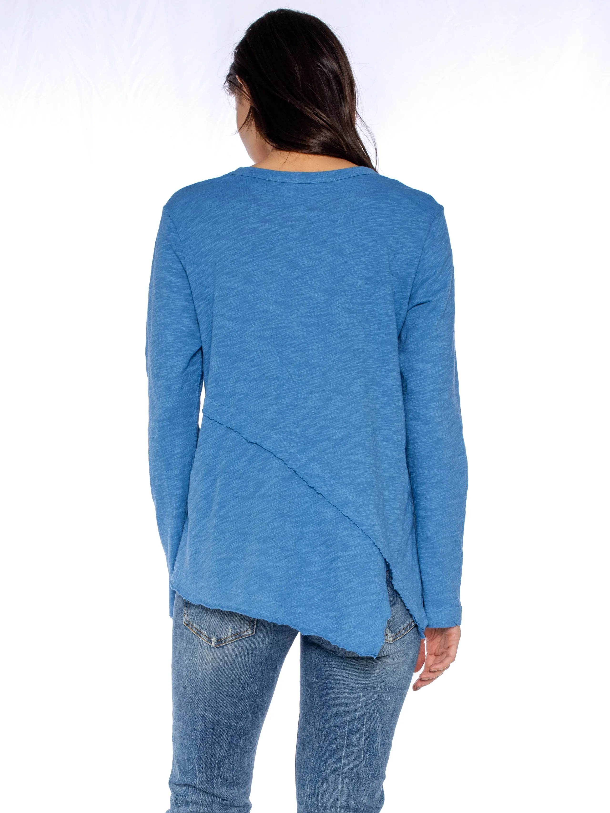 Crew Long Sleeve Easy Crossover Raw Hem Top