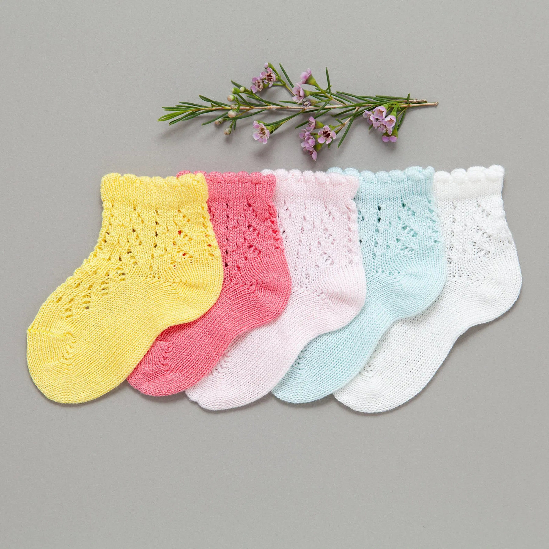 Crochet Ankle Socks, Pale Pink