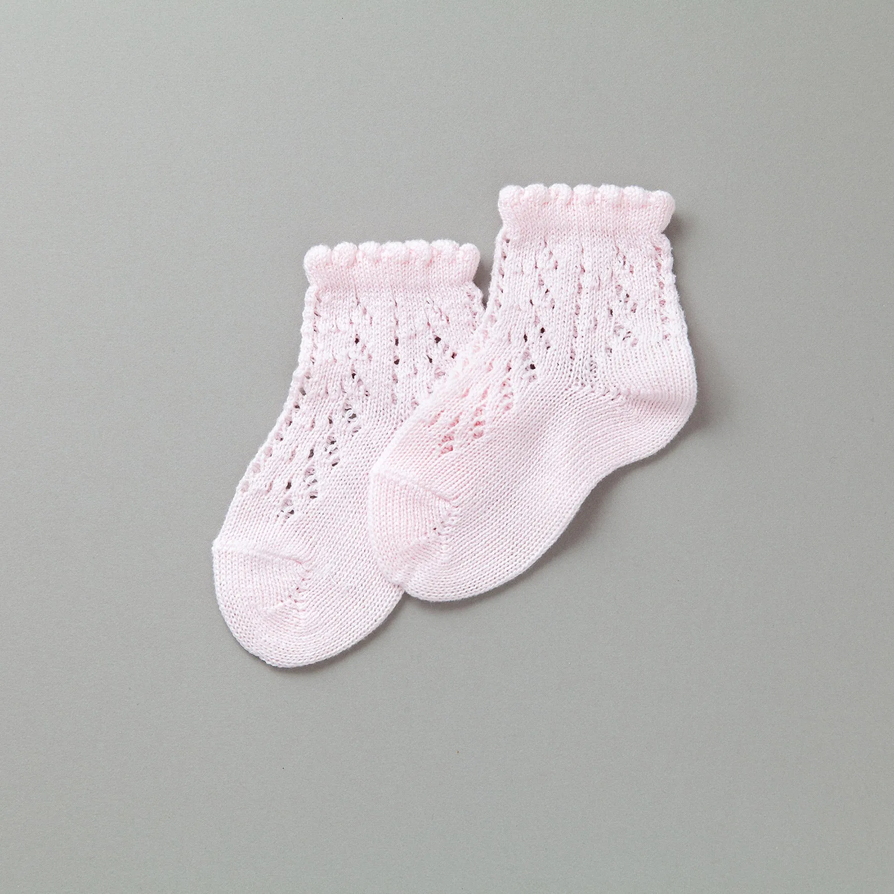 Crochet Ankle Socks, Pale Pink