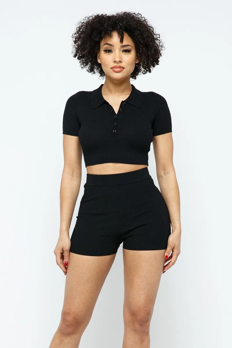 Crop Top   mini Shorts Set