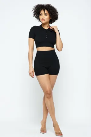Crop Top   mini Shorts Set