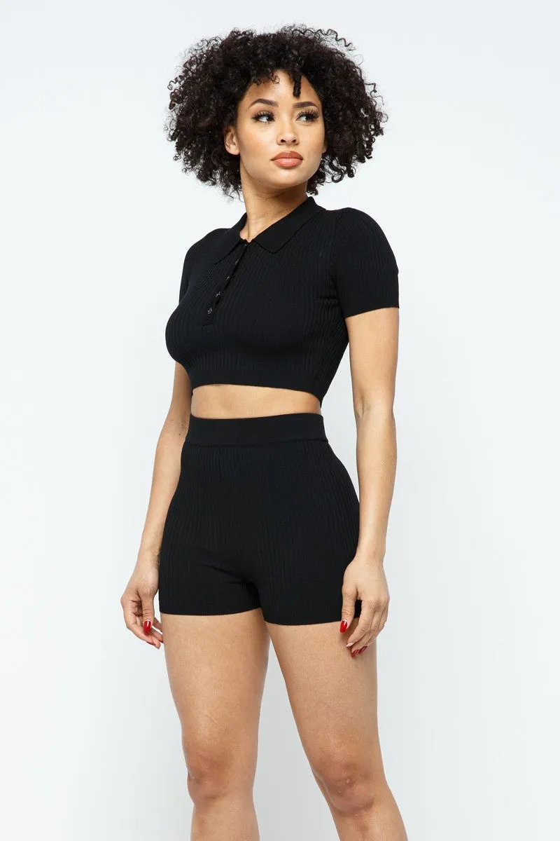 Crop Top   mini Shorts Set