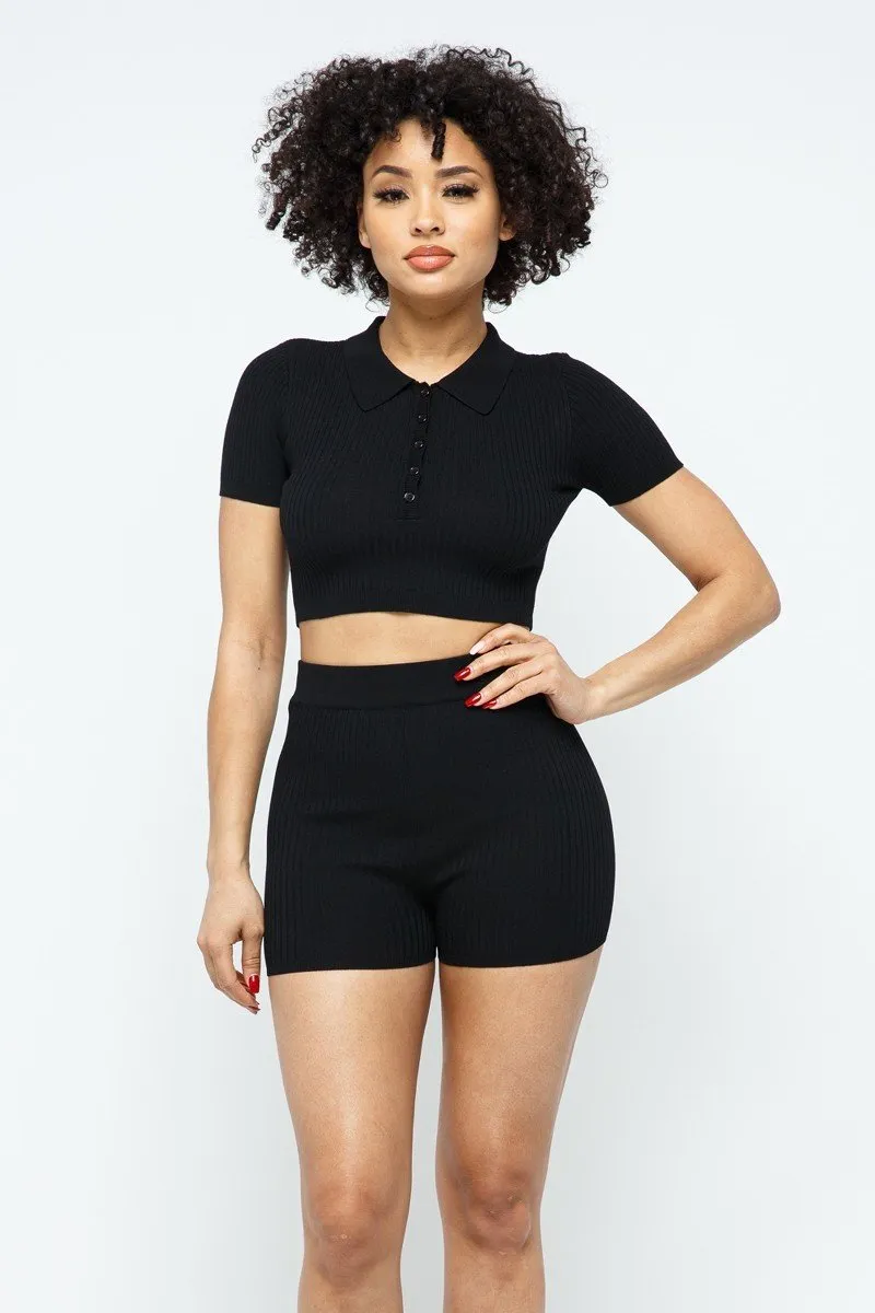Crop Top   mini Shorts Set