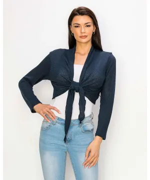 Cropped Tie Front Jacket
