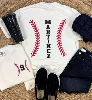 Customized Baseball Seams Vintage Ivory Tee