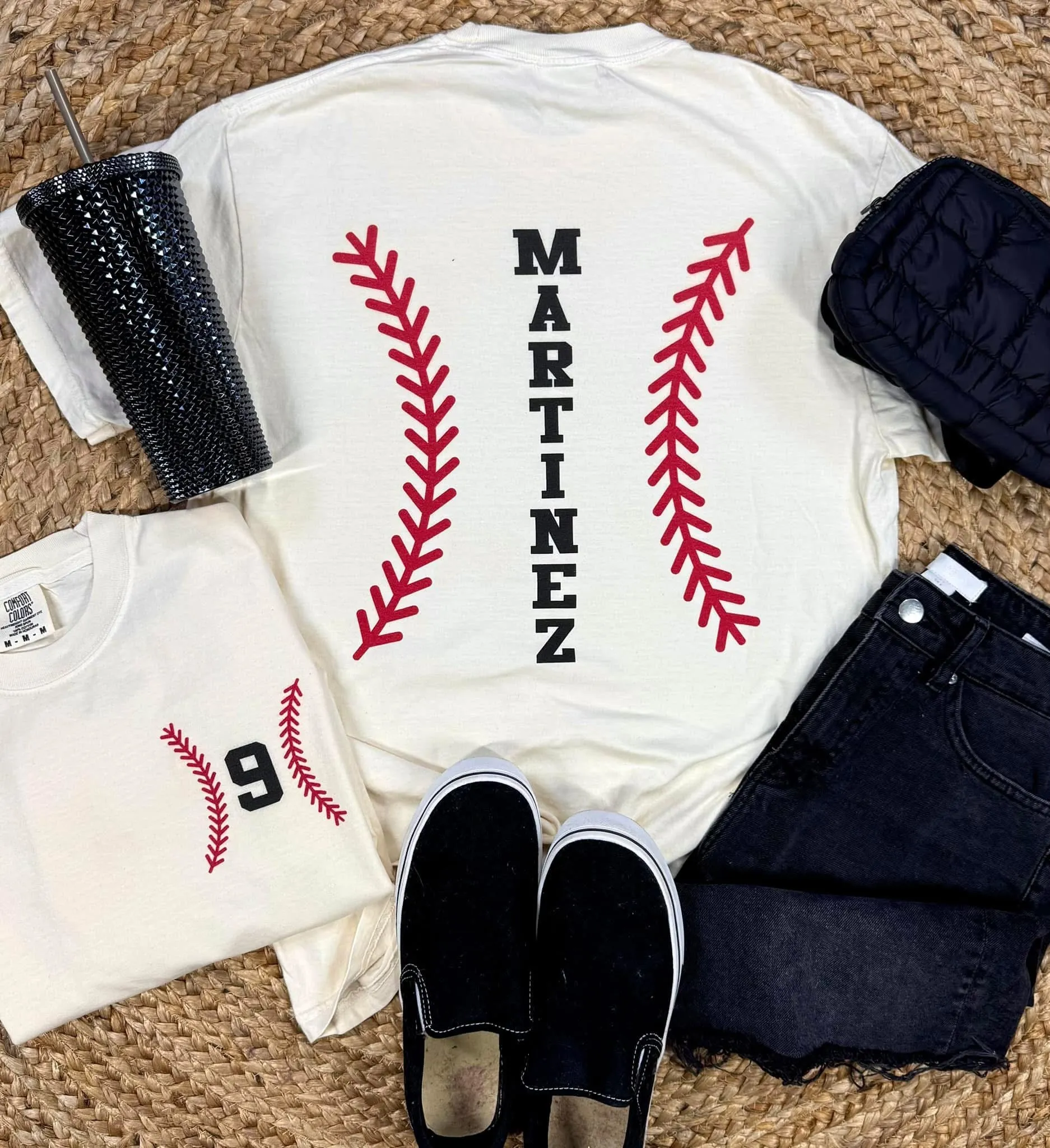 Customized Baseball Seams Vintage Ivory Tee