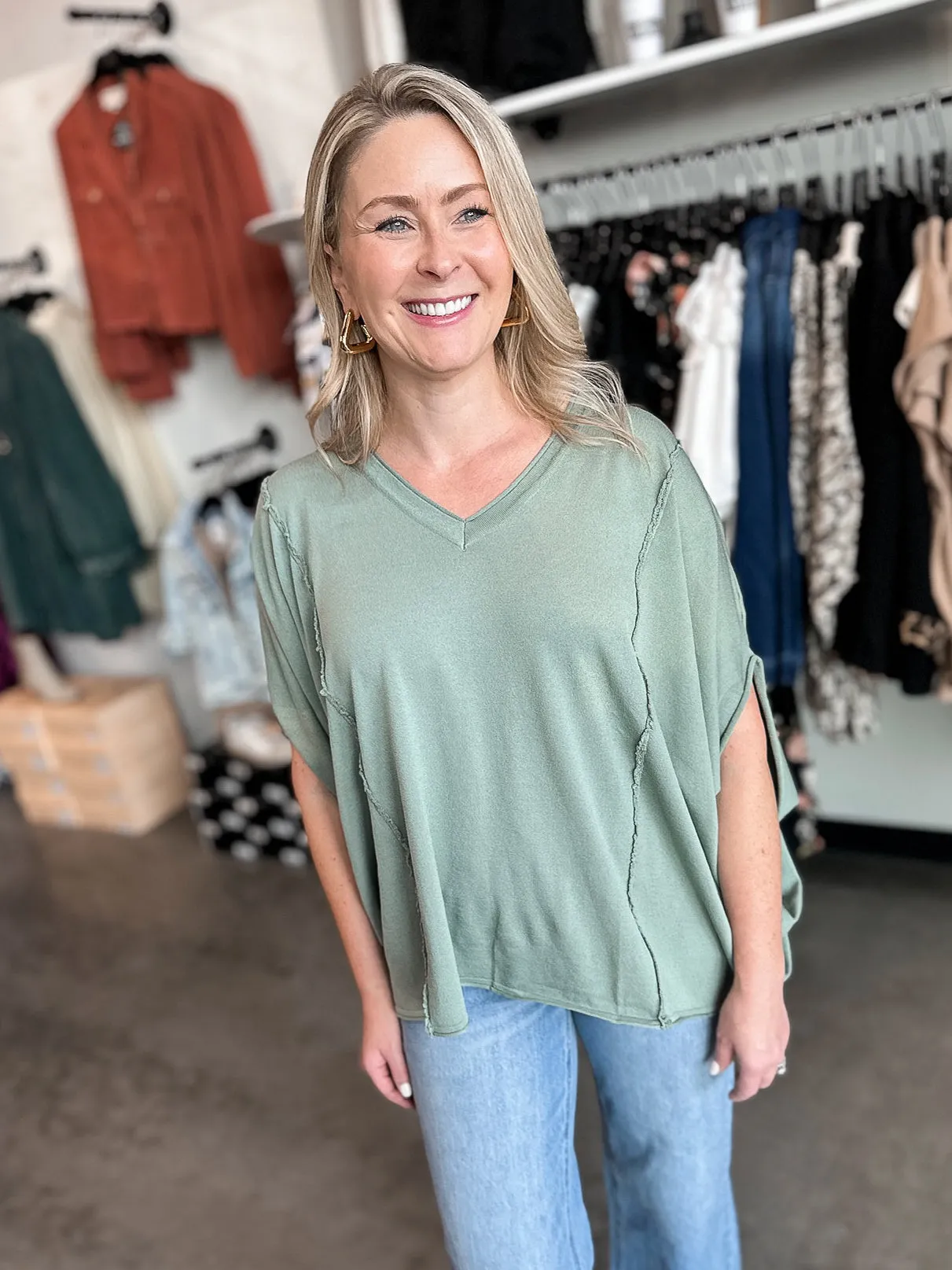 Darcy Dolman Exposed Hem Sweater