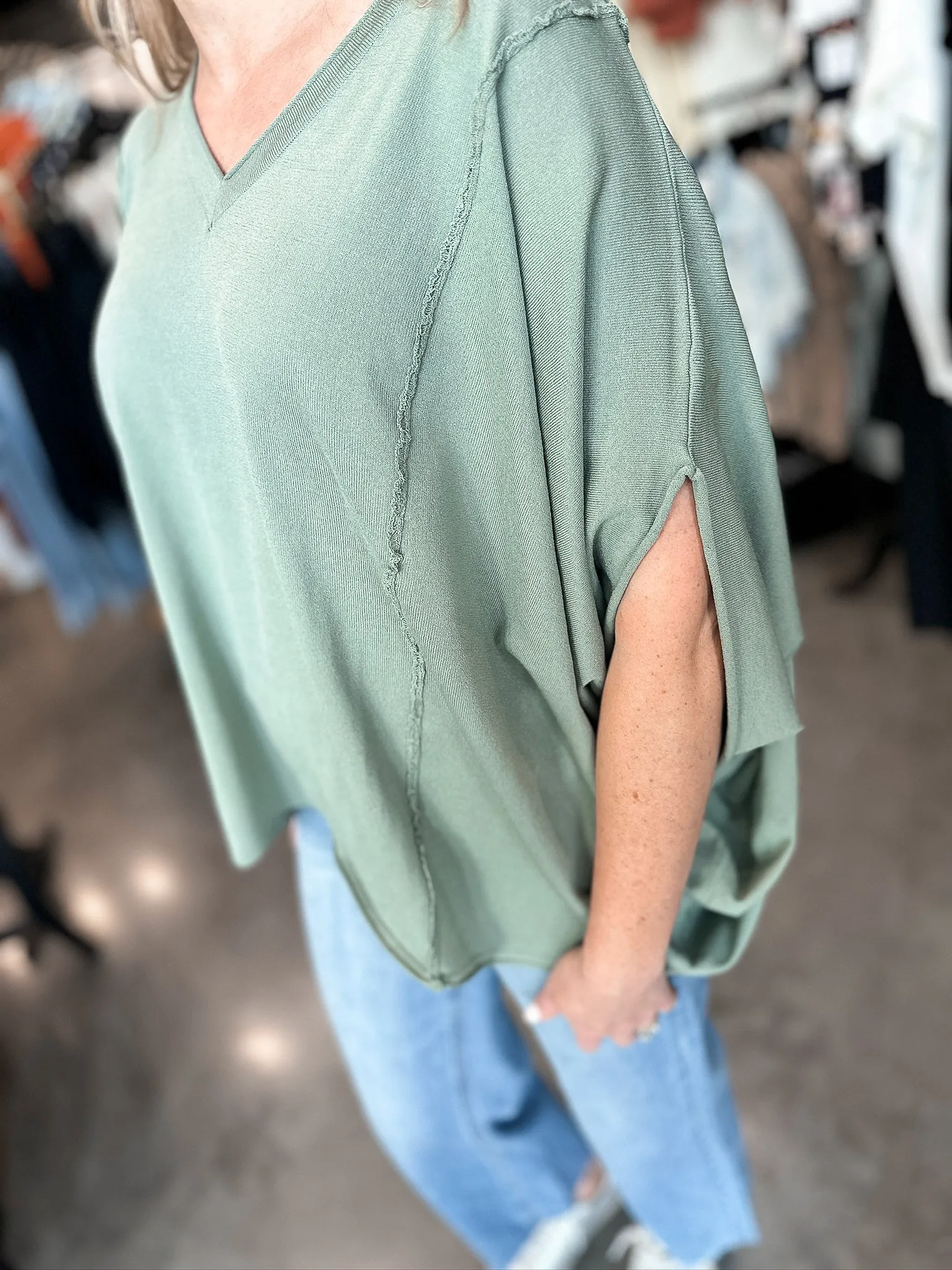 Darcy Dolman Exposed Hem Sweater