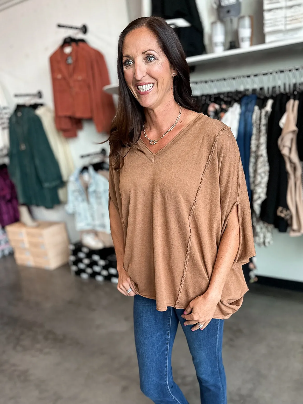 Darcy Dolman Exposed Hem Sweater